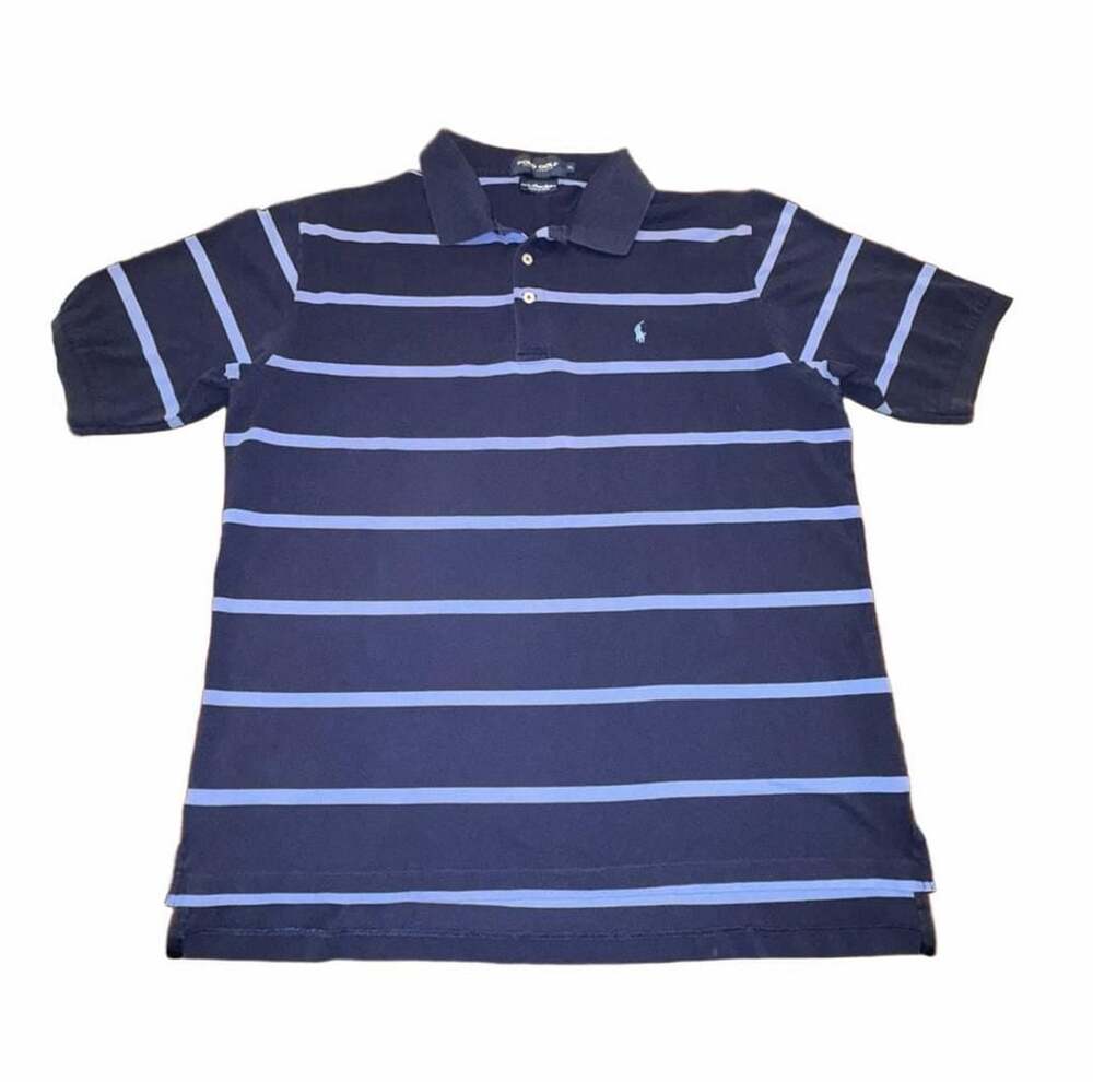 Polo Golf Ralph Lauren Striped Polo Shirt Size XL Navy Blue Pima